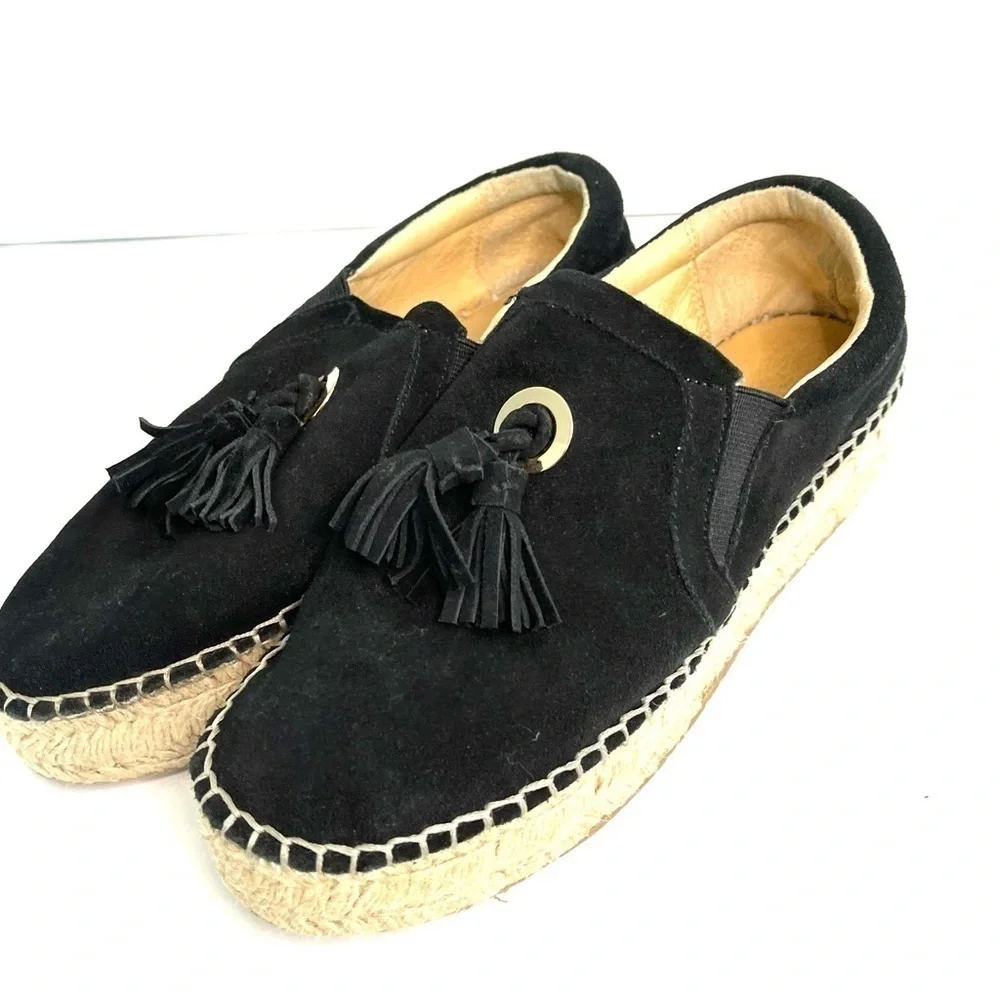 J/Slides Black suede Rosa Tassel Platform Slip-on